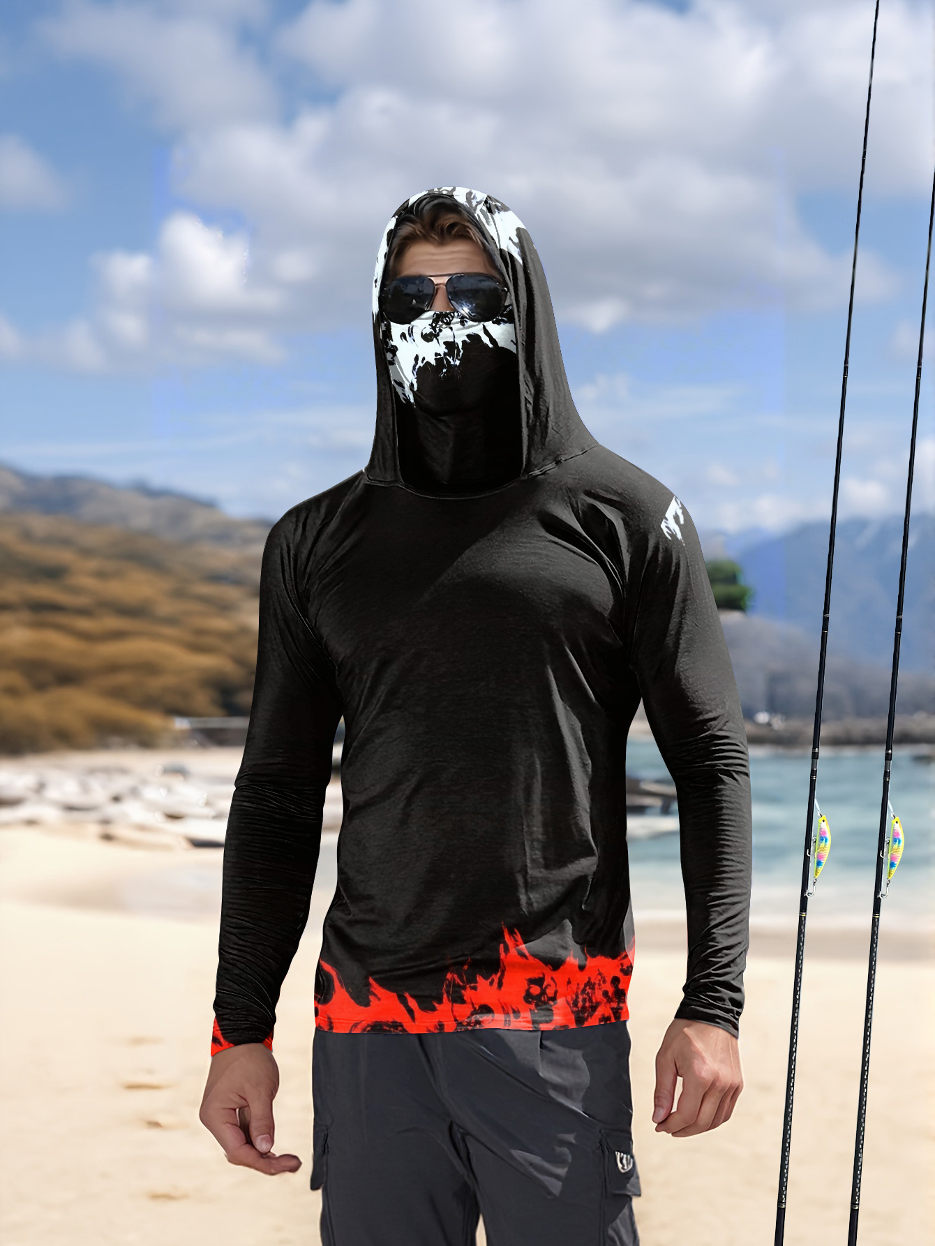 Fishing Shirt Uv Protection - Camisa de pesca con capucha para